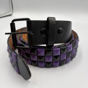 VTG 2000s‎ Hot Topic Pyramid Studded Belt Black Purple Size 38 Y2K Emo Goth Punk